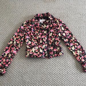 Faux leather flower jacket